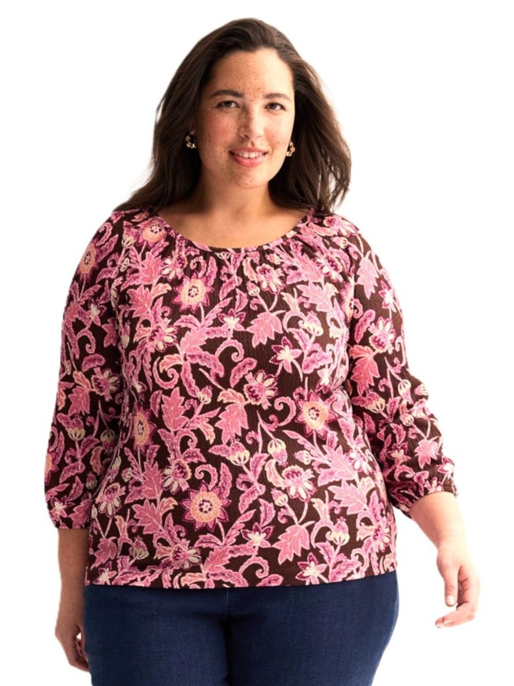 CROFT & BARROW Texture Knit Peasant Blouse. Plus Size 3X